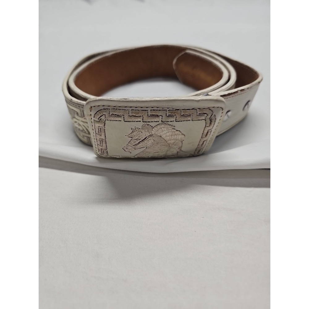 YAC Authentic Mexican Leather Embroidered Belt Western Size 44